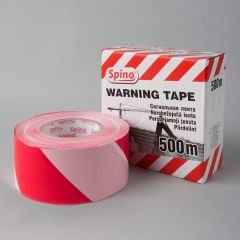 Warning tape Spino 75mmx500m, white/red, PE